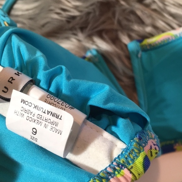 Trina Turk Woodblock Floral Bandeau Bikini top - Picture 5 of 8